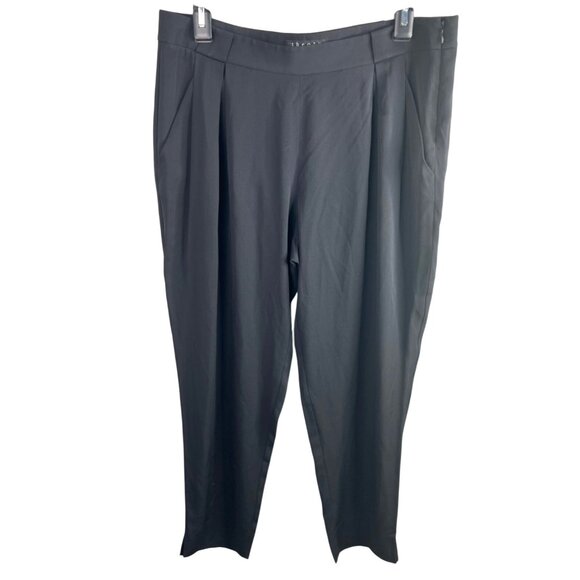 Theory Womens Black Tappered Leg Pleated Pants Silk & Spandex Blend Size 10 - Picture 2 of 13